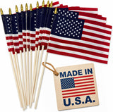 GIFTEXPRESS Set of 12, Proudly Made in U.S.A. Small American Flags 4x6 Inch/Small US Flag/Mini American Stick Flag/American Hand Held Stick Flags Spear Top
