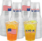 USA Flag Clear Plastic Cup  Party Cups 12oz - Pack of 50