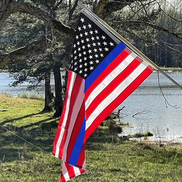 Embroidered Blue Line American Flag 3x5 Outdoor-Blue Lives Matter Flag American USA Police Flags Sewn Stripes Flags with 2 Brass Grommets for Outside