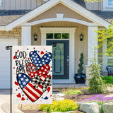 Patriotic 4th of July Garden Flag Independence Day Garden Flags 12x18 Inch Double Summer Blue Red Memorial Day American Stars and Stripes Love Heart Yard Outdoor Decoration
