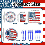 140 Piece America 250 Plates Napkins Knives, Forks and Spoons