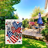 Patriotic 4th of July Garden Flag Independence Day Garden Flags 12x18 Inch Double Summer Blue Red Memorial Day American Stars and Stripes Love Heart Yard Outdoor Decoration