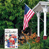 Patriotic garden flag 12x18 Vertical Double Sided Patriotic Mason Jar Flowers Burlap Yard Flag Red Blue Memorial Day Independence Day Holiday Outside DecorationsHoliday Festivities