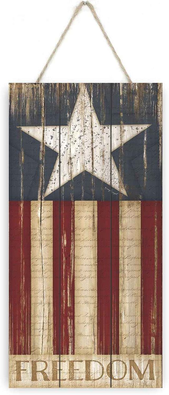 American Flag Wooden Plank Sign 5x10 – Americana Patriotic Decor