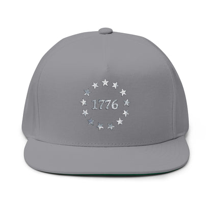 1776 Stars Embroidered Flat Bill Snapback Hat