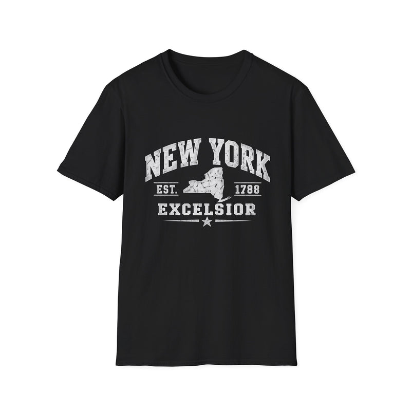 New York Excelsior T-Shirt — Vintage State Map Tee (Est. 1788)