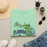 Florida Map T-Shirt — Illustrated State Landmarks & Coastal Icons