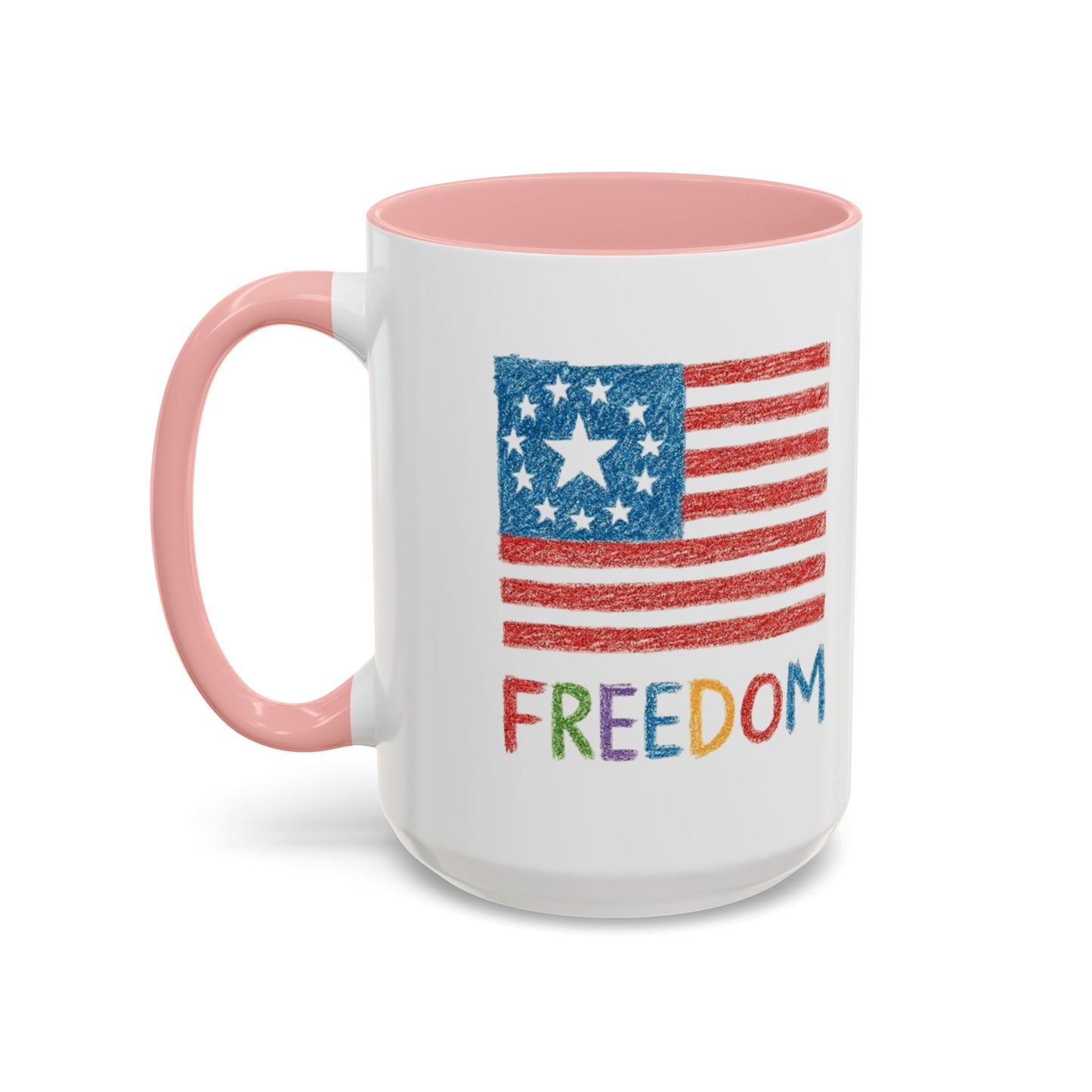 Kids Crayon Drawing Freedom - American Flag Coffee Mug