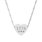 Engraved 1776 Heart Necklace — Patriotic Stainless / Silver Pendant