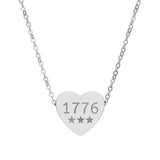 Engraved 1776 Heart Necklace — Patriotic Stainless / Silver Pendant