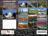Alabama Calendar 2026 Wall 12 Month Monthly AL Scenic Souvenirs Themed Gifts | American Made In The USA Newport RI 2026