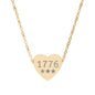 Engraved 1776 Heart Necklace — Patriotic Stainless / Silver Pendant