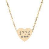 Engraved 1776 Heart Necklace — Patriotic Stainless / Silver Pendant