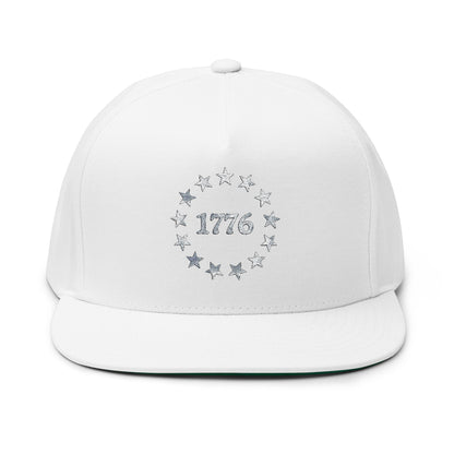 1776 Stars Embroidered Flat Bill Snapback Hat