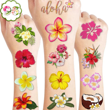 96 PCS Tropical Flower Hawaiian Pre Cut Temporary Tattoos product photo 2