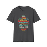 National Parks Word-Cloud T-Shirt — Yosemite, Yellowstone, Zion, Sequoia