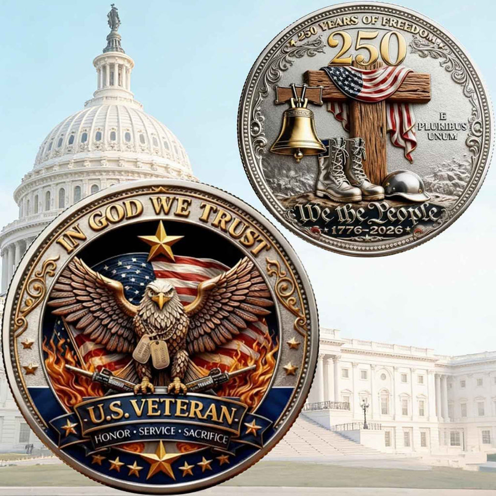 US Veteran Bald Eagle w Cross 250th Anniversary Commemorative Coin product photo