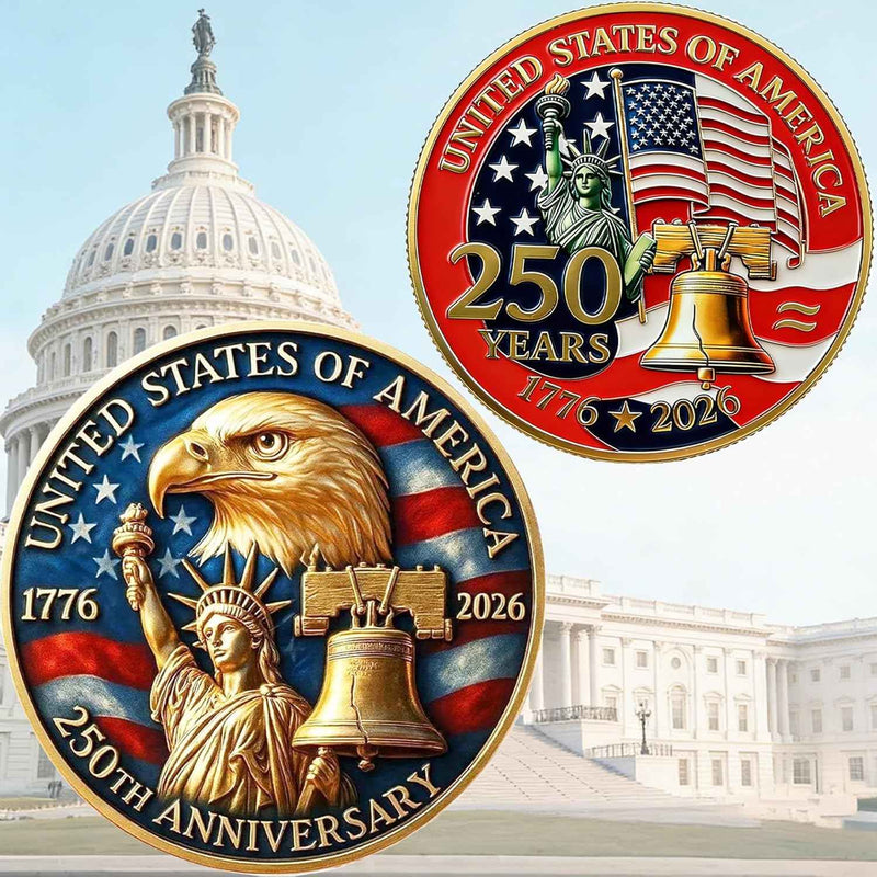 United States 250th Anniversary Commemorative Coin Eagle Patriotic Symbols product photo