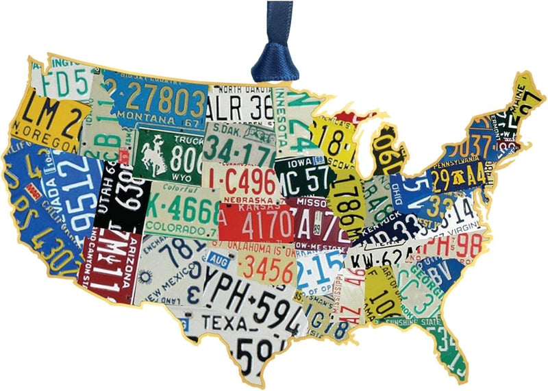 America License Plate Map Ornament USA main product photo