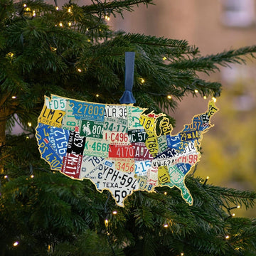 America License Plate Map Ornament USA product photo 2