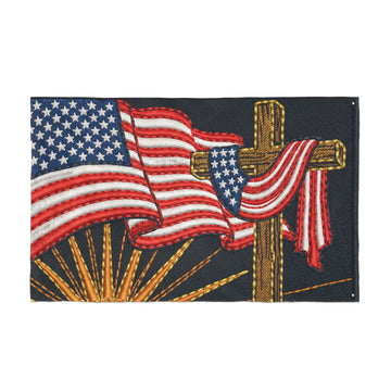 American Flag and Cross 3x5 Double Sided Flag product photo 2