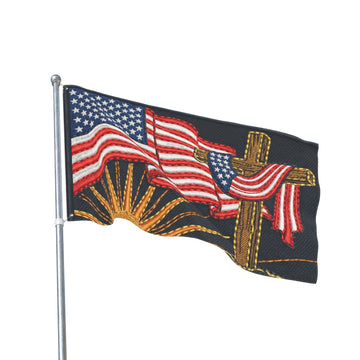 American Flag and Cross 3x5 Double Sided Flag product photo 3