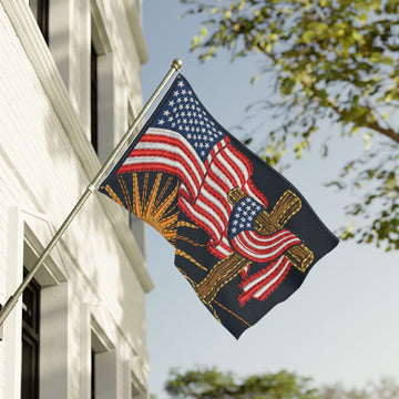 American Flag and Cross 3x5 Double Sided Flag product photo 4
