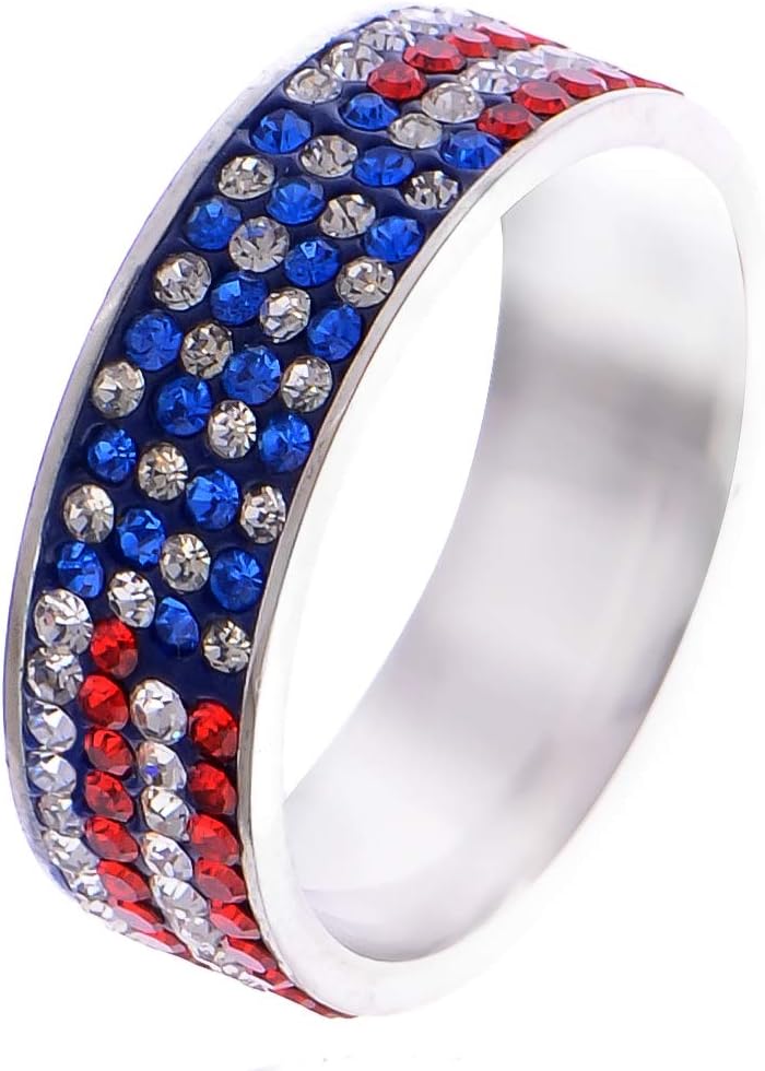 American Flag Patriotic Rihnestone Ring main product photo
