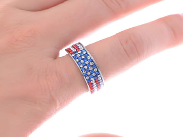 American Flag Patriotic Rihnestone Ring product photo 5