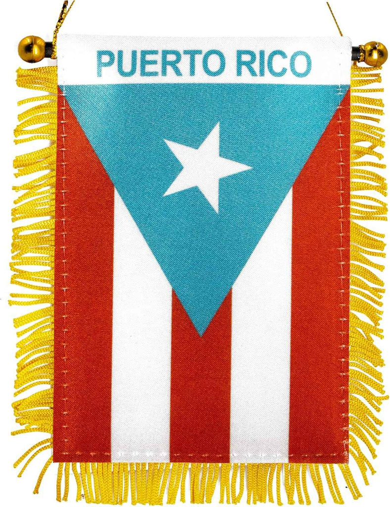 Puerto Rico Rear View Mirror Fringy Window Hanging Flag Decor main product photo