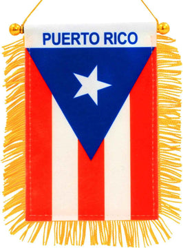 Puerto Rico Rear View Mirror Fringy Window Hanging Flag Decor product photo 3