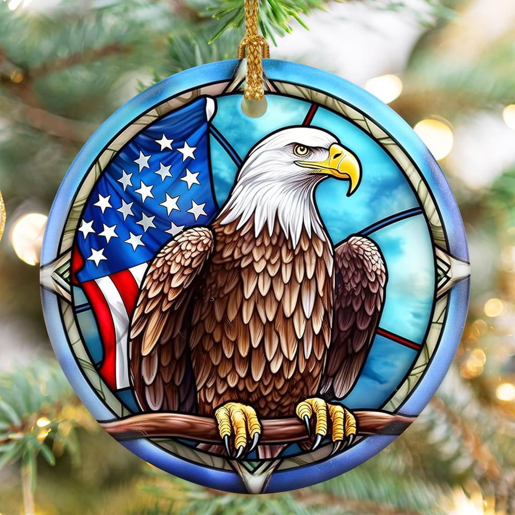 Bald Eagle Christmas Ornament w American Flag main product photo