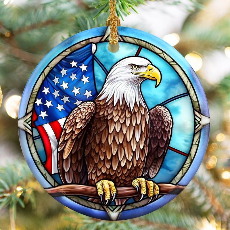 Bald Eagle Christmas Ornament w American Flag main product photo