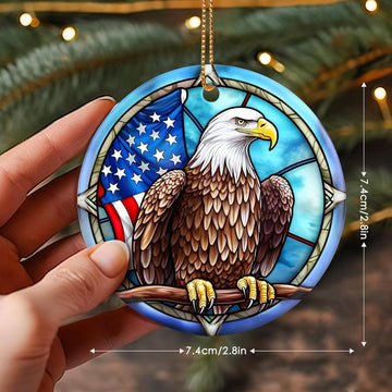 Bald Eagle Christmas Ornament w American Flag product photo 2
