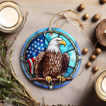 Bald Eagle Christmas Ornament w American Flag product photo 4