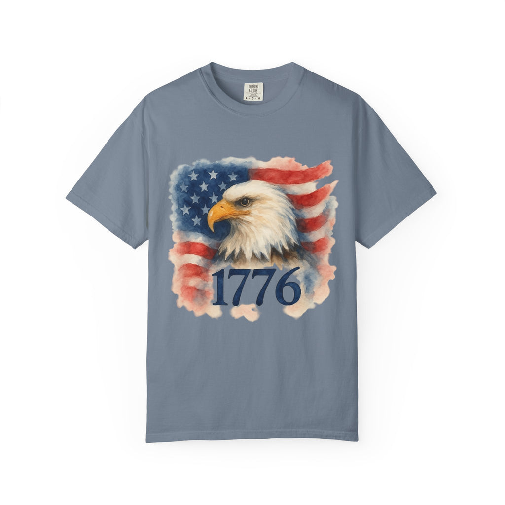 Bald Eagle w USA Flag Watercolor America T Shirt main product photo