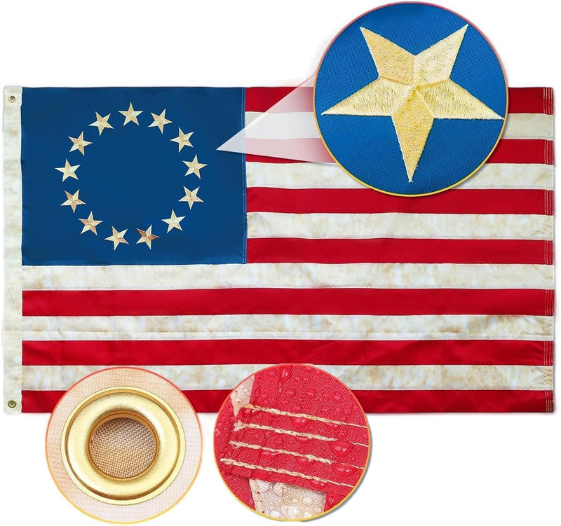 Betsy Ross Vintage American Flag 3x5 Ft Deluxe product photo