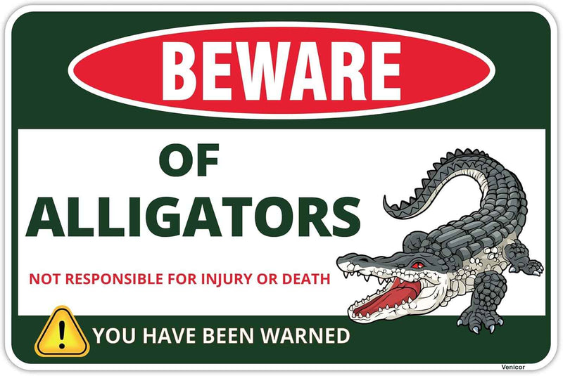 Beware Alligator Sign 8 x 12 Inches Aluminum main product photo