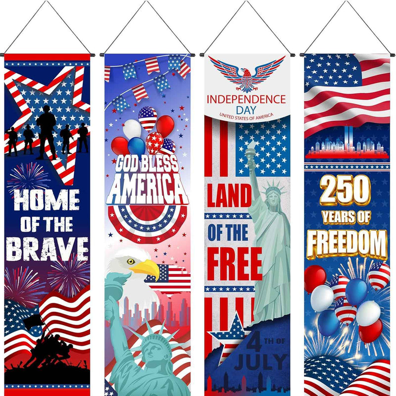 4 Pack American Flag Vertical Banner Decorations 47 24 x 11 81 product photo