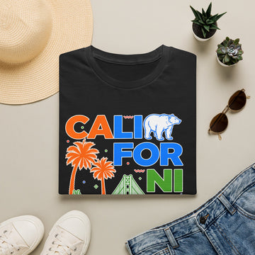 California Colorful Retro Graphic T Shirt product photo 5