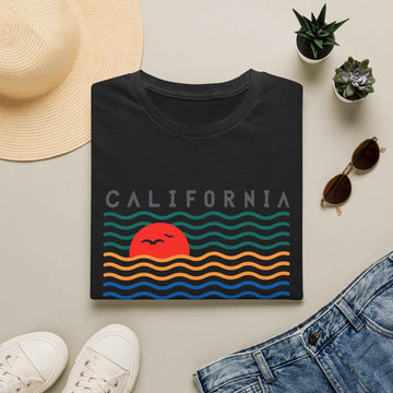 California Dreaming T Shirt Sun and Colorful Waves product photo 2