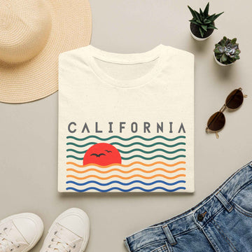 California Dreaming T Shirt Sun and Colorful Waves product photo 4