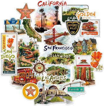 California Hand Illustrated Watercolor Stickers 27 Pcs product photo 2