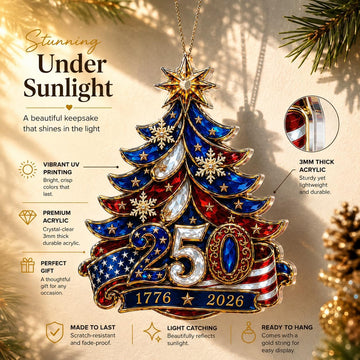 Stained Glass Christmas Ornaments Patriotic Ornaments product photo 2