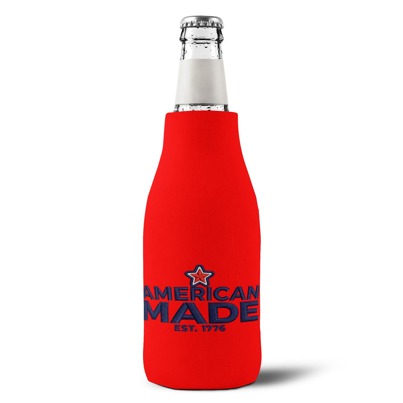 American Made Zip Up Bottle Cooler Sleeve Patriotic USA Koozie main product photo