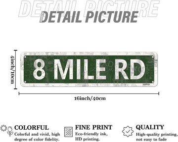 Detroit 8 Mile Road Vintage Metal Tin Road Sign 4x16 Inches product photo 2