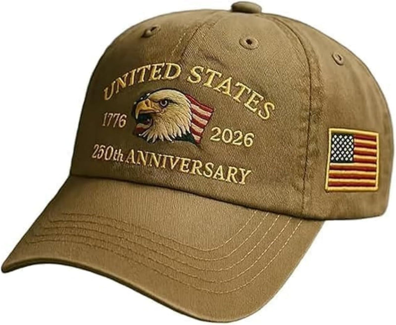 Embroidered United States 1776 2026 250th Anniversary Khaki Hat product photo
