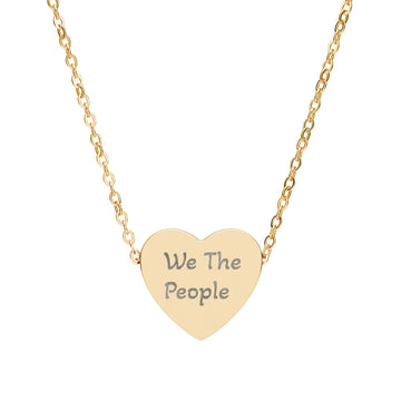 Engraved We The People Heart Necklace Patriotic Stainless Silver Pendant product photo 3