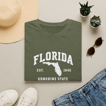 Florida Sunshine State T Shirt Est 1845 Vintage Map Tee product photo 3