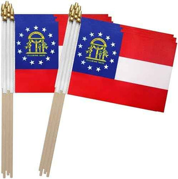 Georgia GA State Flag on Wooden Stick 5x8 Inch 12 Pack product photo 2